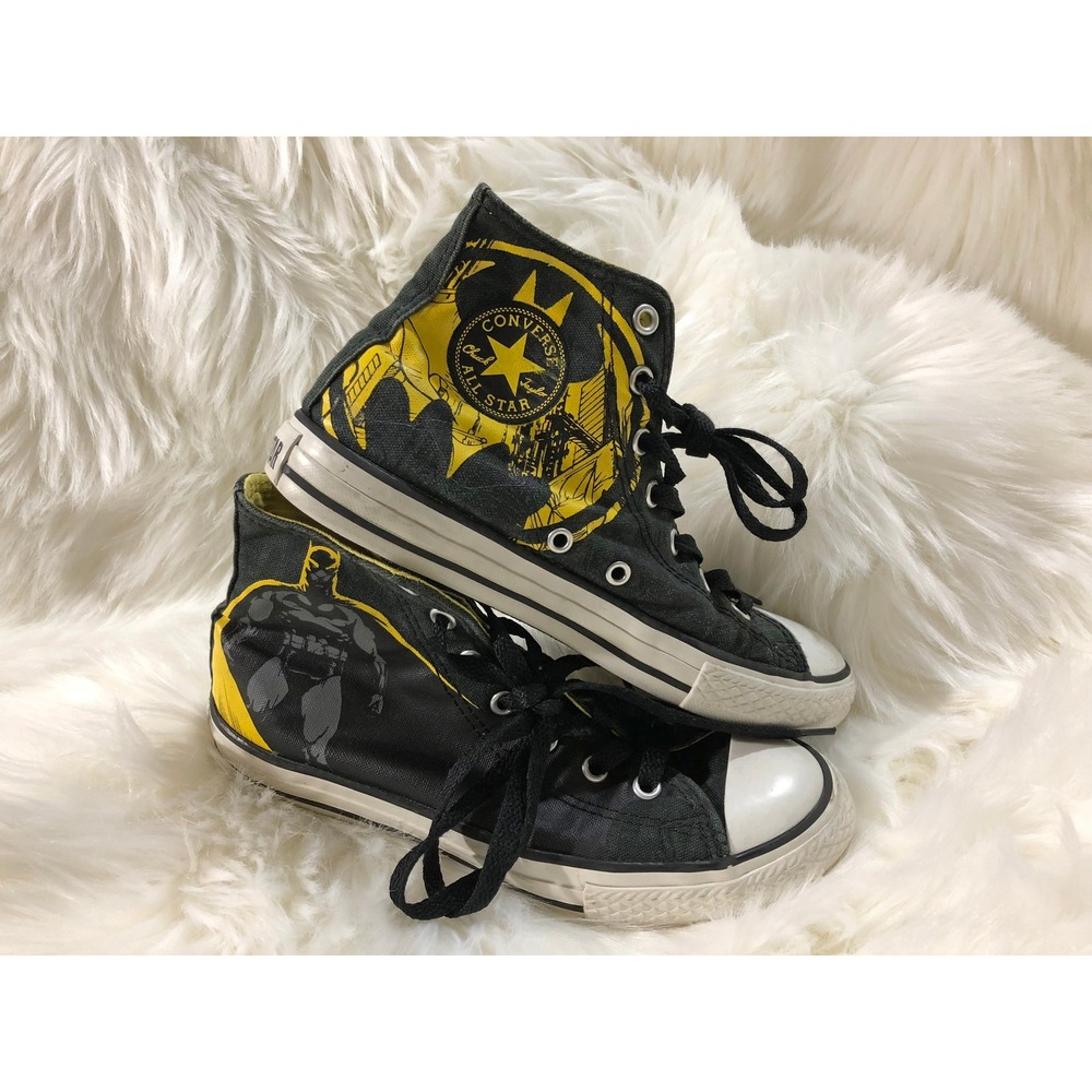 Converse US Size 3 All Star Batman High Top Youth Sneakers Black Yellow Unisex - Picture 6 of 7